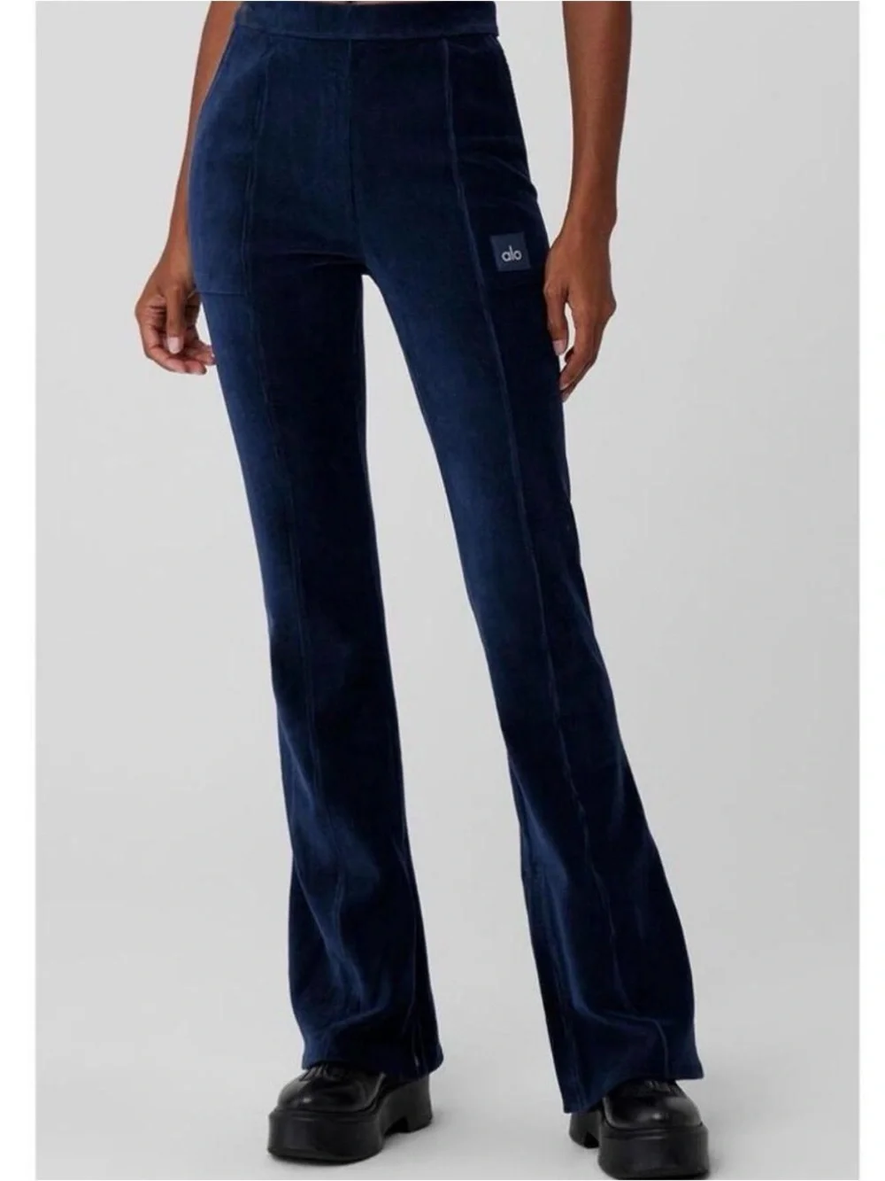 ALO Yoga Micro Corduroy Flare Split Pants - Navy